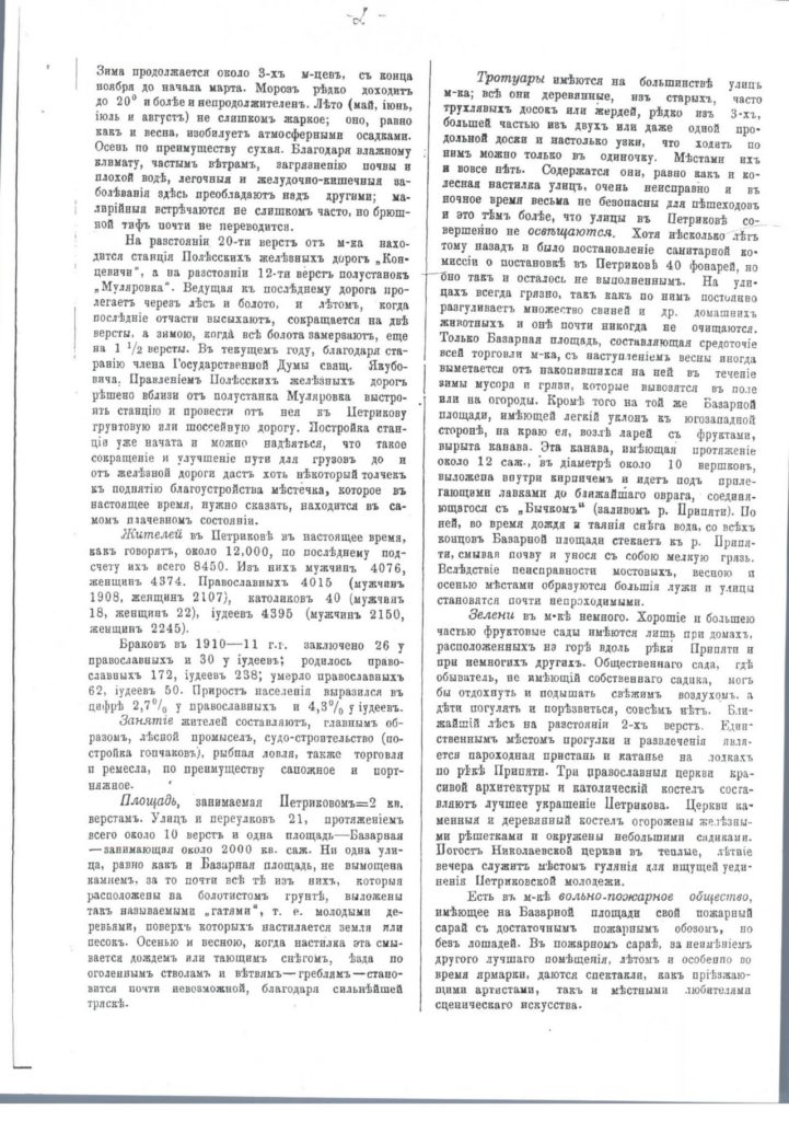 Лист 2 Отчёт о санитарном состоянии города Петриков